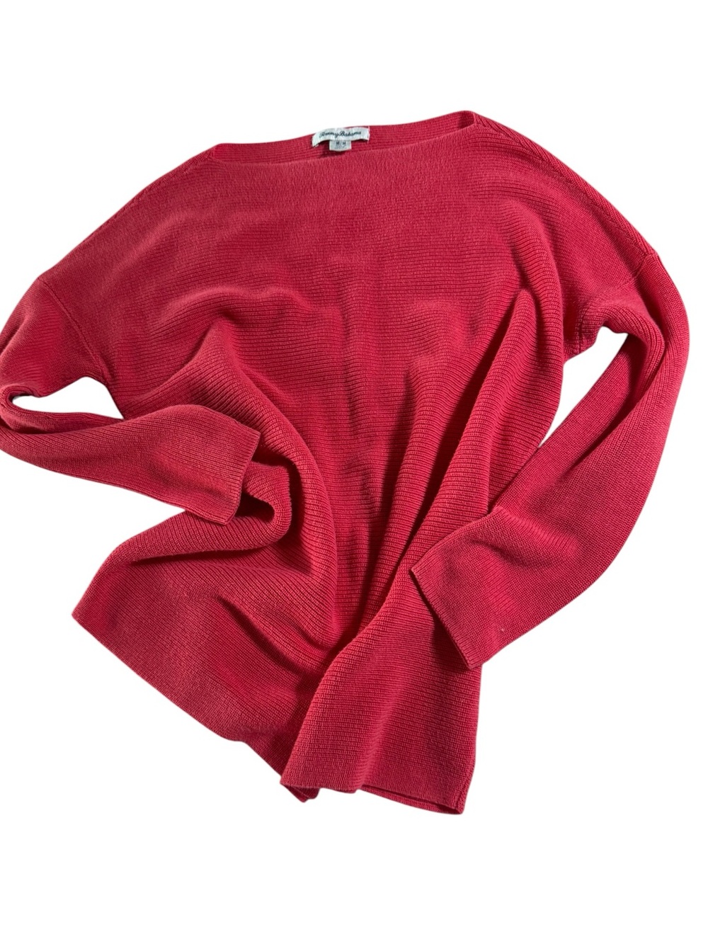 Classic Tommy Bahama Deep Pink Women's Knit Sweater with a Boatneck Collar
